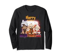 Happy HalloThanksMas Poodle Spooky Thankful Merry X-mas Manga Larga