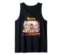 Happy HalloThanksMas Siberian Husky Spooky Thankful Merry Camiseta sin Mangas