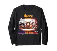Happy HalloThanksMas Sloth Spooky Thankful Merry X-mas Manga Larga
