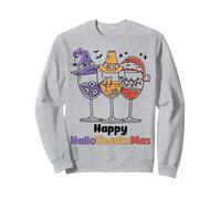 Happy Hallothanksmas Wine Halloween Thanksgiving Christmas Sudadera
