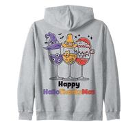Happy Hallothanksmas Wine Halloween Thanksgiving Christmas Sudadera con Capucha