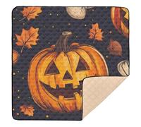 Happy Halloween - Alfombra de juego de espuma suave para bebé, diseño de calabaza y avellana, ligera, para actividades de juego infantil, 50 x 50 pulgadas