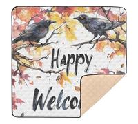 Happy Halloween - Alfombra de juego plegable para bebé, diseño de murciélagos negros, cuervos de árbol, para interiores y exteriores, ligera, para viajes, para bebés, niños pequeños, 50 x 50 pulgadas