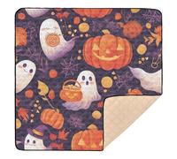 Happy Halloween and Trick Or Treat - Bonita alfombra de juego plegable para bebé para interiores y exteriores, portátil, para bebés y niños pequeños, 50 x 50 pulgadas