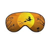 Happy Halloween - Antifaz para dormir con correa ajustable, cómoda y suave, con bloqueo de luz, diseño de bruja naranja y luna