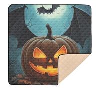Happy Halloween Bat Pumpkin - Tapete grande antideslizante para gimnasio y actividades para el piso, no tóxico, para jugar boca abajo, para bebés y niños pequeños, 50 x 50 pulgadas