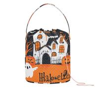 Happy Halloween Bats & Pumpkin Fun Crochet Yarn Bag Crochet Hook Organizer with Holes Storage Bag for Yarn Balls Craft Organizer
