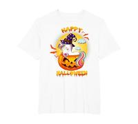 Happy Halloween Calabaza Bruja Unicornio Disfraz Niñas Niños Camiseta, Hombre Tallas Grandes, Blanco, 6X Alto