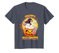 Happy Halloween Calabaza Bruja Unicornio Disfraz Niñas Niños Camiseta, Niños, Azul Jaspeado, 2 años