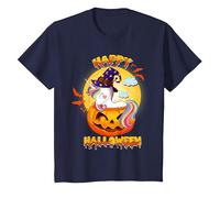Happy Halloween Calabaza Bruja Unicornio Disfraz Niñas Niños Camiseta, Niños, Azul Marino, 2 años