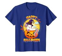 Happy Halloween Calabaza Bruja Unicornio Disfraz Niñas Niños Camiseta, Niños, Azul Real, 4 años