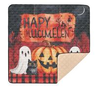 Happy Halloween calabaza gato negro Halloween lindo plegable actividad bebé actividad alfombra para interior exterior ligero acolchado bebé bebé Mat para bebés niños pequeños, 50 x 50 pulgadas