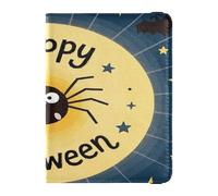 Happy Halloween Cartoon Cute Black Leather Decorative Passport Holder for Travel Men Wallet Combo Cute Passport Book Ultra Slim, Feliz Halloween, caricatura, color negro, 1 size