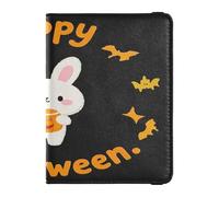 Happy Halloween Cartoon Cute Rabbit Leather Decorative Family Passport Holder - Cartera para pasaporte familiar ligera, Feliz Halloween dibujos animados lindo conejo, 1 size
