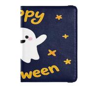 Happy Halloween Cartoon Cute White Unique - Soporte decorativo de cuero para pasaporte para mujeres de viaje, funda ligera, Feliz Halloween, caricatura, lindo, blanco, único, 1 size