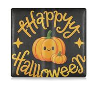 Happy Halloween Cartoon Cute Yellow Pumpkin Leather Auto Registration Insurance & ID Card Holder Truck Accessories for Cards, Essential Document, Driver License Vehicle Paperwork