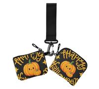 Happy Halloween Cartoon Cute Yellow Pumpkin - Tarjeteros de gran capacidad con correa de muñeca para mujer, 2 paquetes, Feliz Halloween dibujos animados linda calabaza amarilla, 1 size, Casual