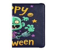Happy Halloween Cartoon Cute Zombie Funda de piel decorativa para pasaporte, billetera, funda para pasaporte impermeable, Feliz Halloween dibujos animados lindo zombi, 1 size