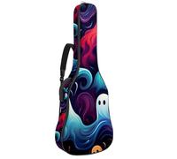 Happy Halloween Colors Decor 22 - Bolsa para guitarra acústica con 2 bolsillos, correa ajustable para el hombro y colgador trasero, adecuada para guitarras eléctricas, bajos y guitarras clásicas,
