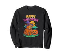 Happy Halloween Cute Bear in Witch Hat with Pumpkin Sudadera