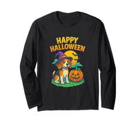 Happy Halloween Cute Dog with Pumpkin Witch Hat Art Manga Larga