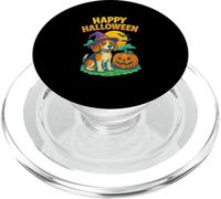 Happy Halloween Cute Dog with Pumpkin Witch Hat Art PopSockets PopGrip para MagSafe