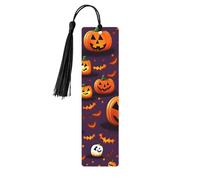 Happy-Halloween-Day - Juego de marcapáginas artísticos de 5 piezas para mujeres, marcapáginas de madera con borlas, suministros de estudio