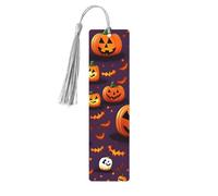 Happy-Halloween-Day - Juego de marcapáginas artísticos de 5 piezas para mujeres, marcapáginas de madera con borlas, suministros de estudio