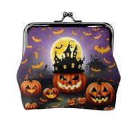 Happy-Halloween-Day - Monedero pequeño, kit de viaje, bolsa de almacenamiento para escapadas de fin de semana y viajes de negocios, Black, Talla única, Bolsa para monedas