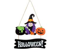 Happy Halloween Door Sign, Witch Pumpkin Halloween Sign, Halloween Wood Door Sign, 24 x 23 cm Árbol colgante, adornos de Halloween, decoración rústica para árbol