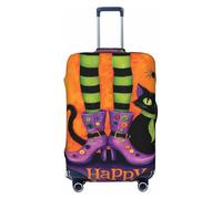 Happy Halloween - Fundas elásticas para equipaje de viaje, con patas de bruja y gato negro, a prueba de polvo, resistente a los arañazos, protector de maleta de 22 a 24 pulgadas