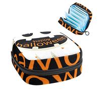 Happy Halloween Ghost-01 Bolsa de almacenamiento portátil, tampón para servilletas sanitarias, Varios colores, 4.7x6.6x6.6 in/12x17x17 cm