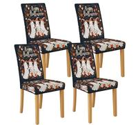 Happy Halloween Ghost - Fundas para sillas de comedor, fundas elásticas y lavables de elastano, divertidos protectores de asiento decorativos para decoración festiva del hogar, 4 unidades