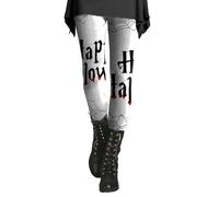 Happy Halloween Leggings para mujer, control de abdomen, cintura alta, pantalones de compresión ligeros y suaves con telaraña, blanco, XL