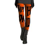 Happy Halloween Leggings para mujer, control de abdomen, cintura alta, pantalones de compresión ligeros y suaves con telaraña, naranja, XXL