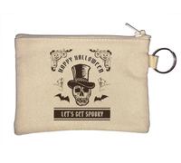 Happy Halloween Let's Get Spooky Skull Art Llavero Monedero Beige, beige, Talla única