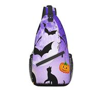 Happy Halloween Moon Pumpkin Sling Mochila, Travel Hiking Daypack Crossbody Shoulder Bag para Hombres Mujer