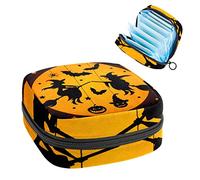 Happy Halloween Period Pouch portátil, bolsa de almacenamiento de tampones para servilletas sanitarias, Varios colores, 4.7x6.6x6.6 in/12x17x17 cm