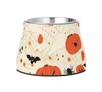 Happy Halloween Pets - Cuencos de agua y comida de acero inoxidable elevado para amar a las mascotas y comer lentamente