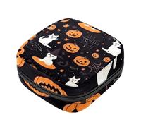 Happy Halloween Pumpkin Cats - Kit para el primer período para niñas, bolsa menstrual de tampón, soporte para almohadilla de lactancia con cremallera, organizador de servilletas sanitarias