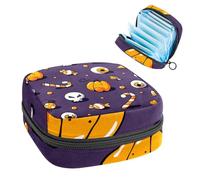 Happy Halloween Pumpkin Eyes-810 First Period Kit para niñas, tampón pantyliners bolso menstrual, soporte para almohadilla de lactancia con cremallera, organizador de servilletas sanitarias