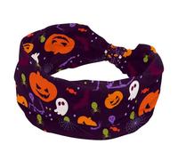 Happy Halloween Pumpkin Ghost - Diadema elástica ancha para mujer, turbante suave, antideslizante, para yoga, entrenamiento, deporte, correr