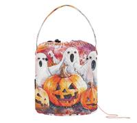 Happy Halloween Pumpkin & Haunted House Crochet Tote Bag Crochet Supplies Organizer Portable Storage Bag for Crochet Holder Craft Organizers