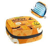Happy Halloween Pumpkin Lamp Period Pouch portátil, bolsa de almacenamiento de tampones para servilletas sanitarias, Varios colores, 4.7x6.6x6.6 in/12x17x17 cm