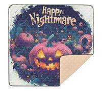 Happy Halloween Pumpkins Pink Jack-o-Lantern Pumpkin Happy Halloween Large Stylish Baby Activity Play Mat for Indoor Outdoor Water Room Activity Mat for Babies Infant
