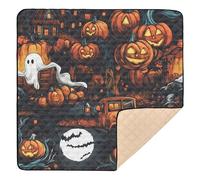 Happy Halloween - Tapete antideslizante grande para actividades de bebé, diseño de calabazas, árbol, camión, calabaza, para piso, lavable, sala de juegos, para bebés y niños pequeños, 50 x 50 pulgadas
