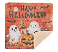 Happy Halloween - Tapete de juego acolchado suave con diseño de calabaza y gato negro, para interiores y exteriores, resistente al agua, para sala de juegos, para bebés, niños pequeños, 50 x 50
