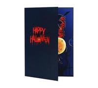 Happy Halloween - Tarjeta de felicitación de Halloween con diseño de calabaza fantasma desplegable, papel 3D, decoración de vacaciones de coleccionista con sobre, para abrigo, estantería, mesa de