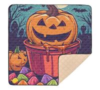 Happy Halloween Trick or Treat Candy - Alfombra de juego de espuma suave para bebé, cómoda alfombra de actividades para bebés y niños pequeños, 50 x 50 pulgadas