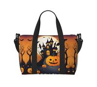Happy-halloween-vector 1 print - Bolsa de gimnasio para mujer, bolsa de viaje para fin de semana, bolsa de lona para artículos personales, color negro, talla única, Black, Talla única
